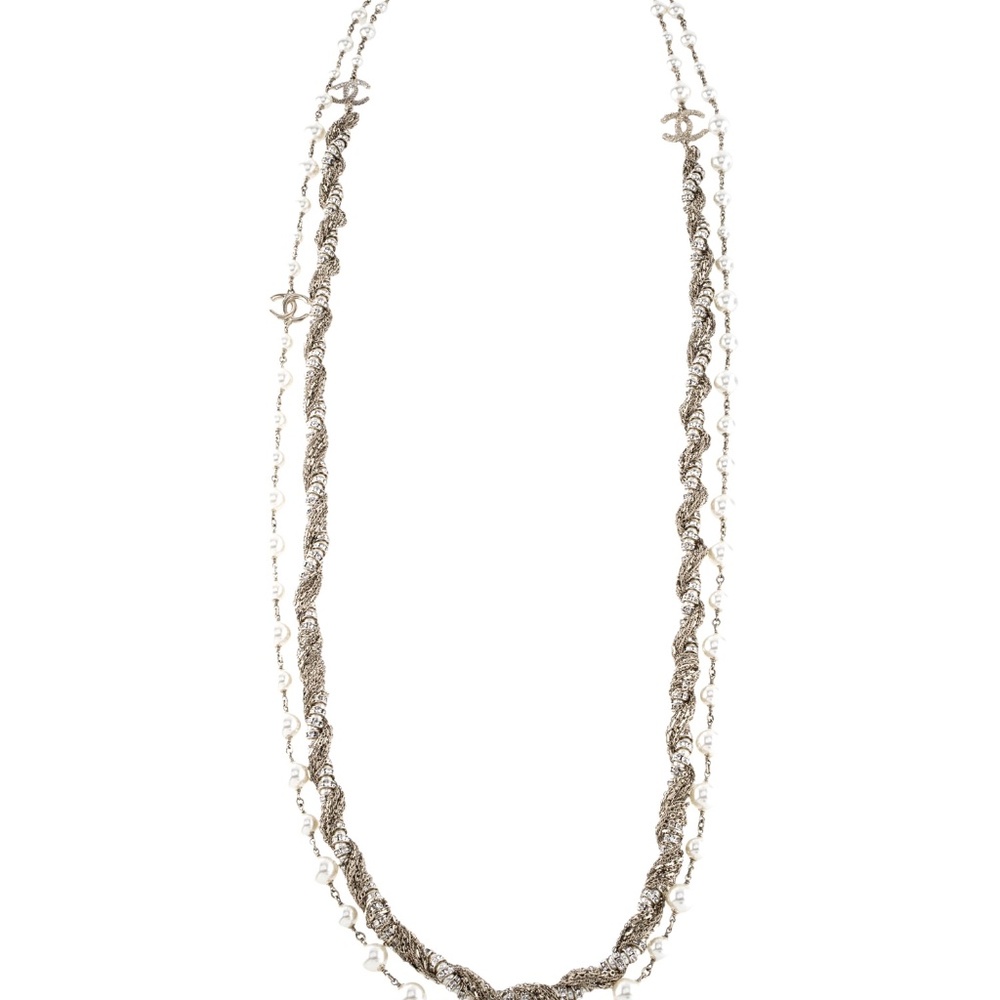 NIB 2018 Chanel Necklace Double Strand Pearl Stras